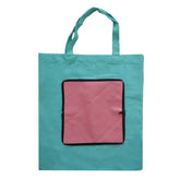 TOTE-BAG - Sac de course pliable en pochette Turquoise et rose